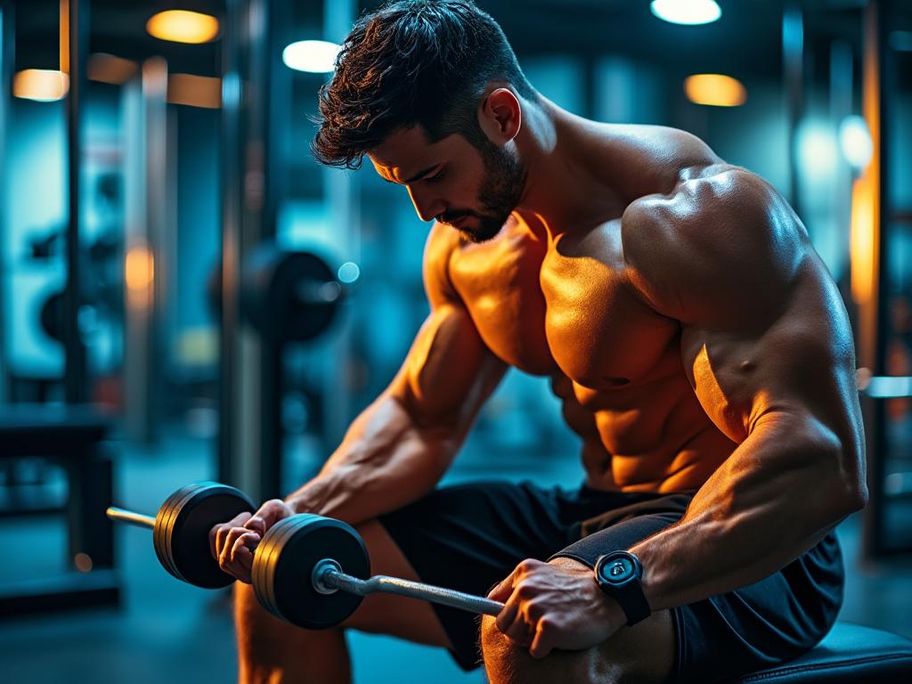 Homme musclé s'entraînant dans une salle de sport